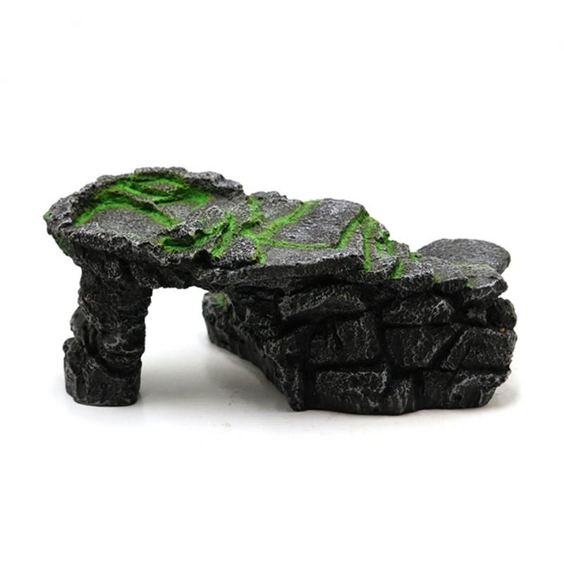 Turtle Basking Platform Resin Hide Cave Reptiles Decors Mini Island for Tanks Turtle Basking&Floating Platform