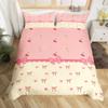 Bowknot Girlish Duvet Cover Cherry Cake Cartoon Bedding Set Cute Dots Love Heart Bow-tie Comforter Cover,Pink Kawaii Quilt Cover