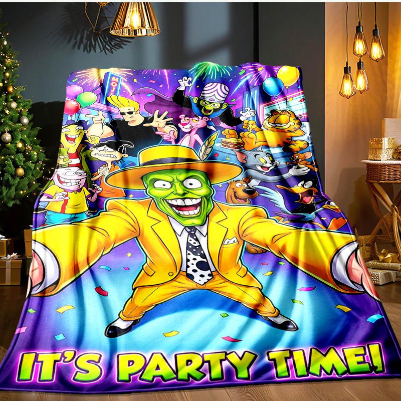 The Masked Green Man Blanket Flannel Throw for Sofa, Indoor, Camping, Living Room, Office, Chair, And Bed Soft Birthday Gift