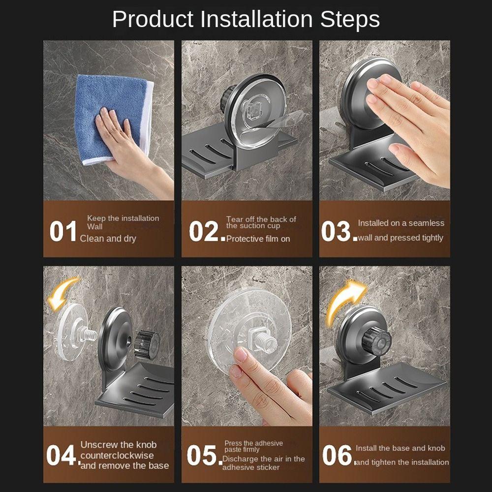 Metal Soap Dish Suction Cup Soap Container Tray Storage Rack  Bathroom Kitchen Sink Organizer