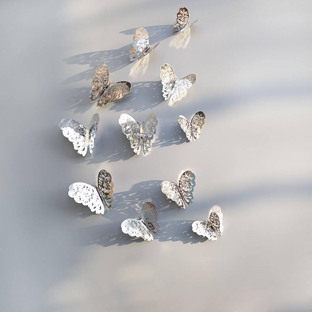 12 шт./упак. наклейки с цветами и бабочками с 3D трехмерными выдолбленными бумажными наклейками на стену для свадьбы, дня рождения, комнаты, кафе, декора витрины