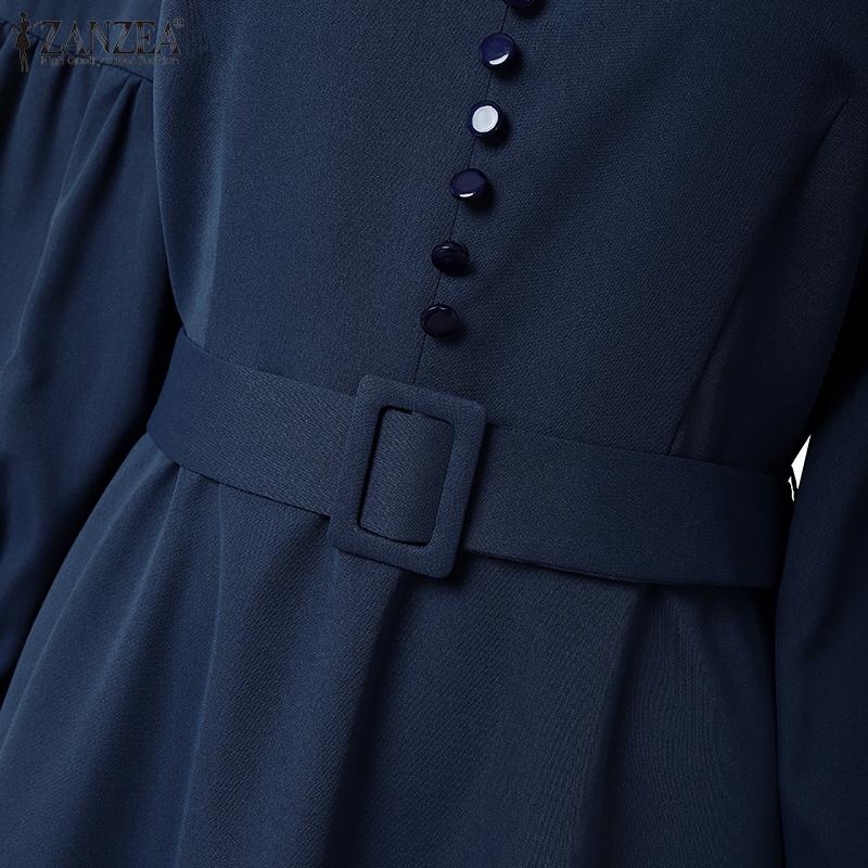 ZANZEA Женское модное платье А-силуэта с элегантным повседневным дизайном, воротником-стойкой и рукавами 3/4