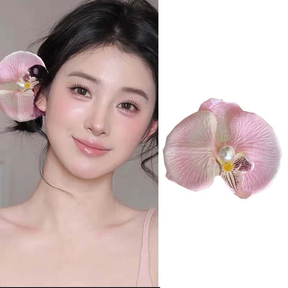 Bohemian Style Orchid Flower Hairpin Sweet Women Side Clip Butterfly Orchid Hair Clip Spring
