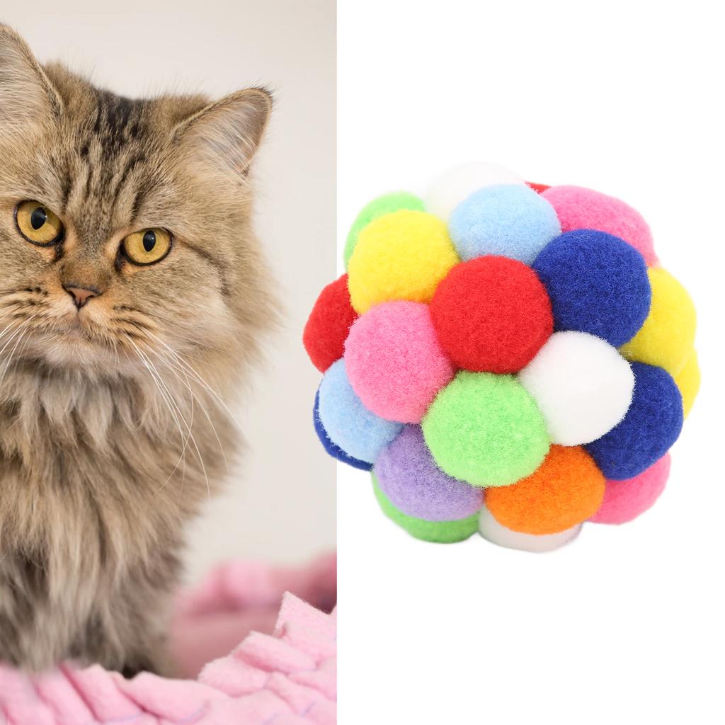 Игрушки для кошек с колокольчиками, мягкие интерактивные разноцветные шарики для кошек, для котят и домашних животных