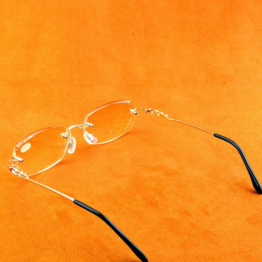 Модные женские роскошные очки для чтения с бриллиантами и режущими кромками, ультралегкие очки для чтения без оправы с футляром +1 +1,5 +2 +2,5 +3