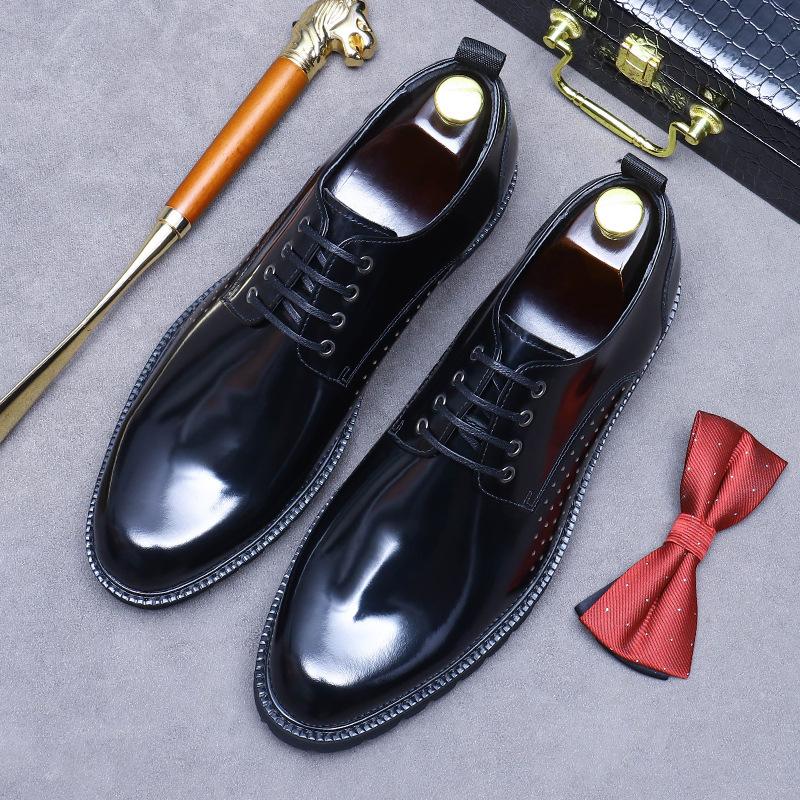 Brand Mens Formal Elegant Italian Footwear Pointed Toe Summer Men Wedding Dress Shoes Genuine Leather Men Patent Leather Shoes
