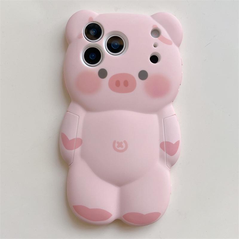 Мультяшный Чехол для Телефона Свинка и Медведь Противоударный для iPhone 11/12/13/14/15/16/17/PRO/MAX