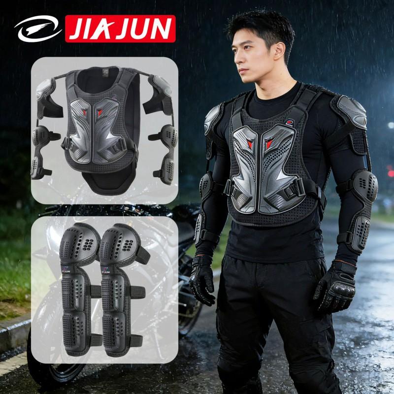 Adult Motorcycle Armor Riding Gear Set Off-Road ATV Dirt Bike Protection With Knee Elbow Shoulder Pads Black