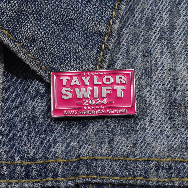 Минималистская металлическая булавка с надписью «Taylor Swift Saves America Again» 2024 года, креативный аксессуар для рюкзака