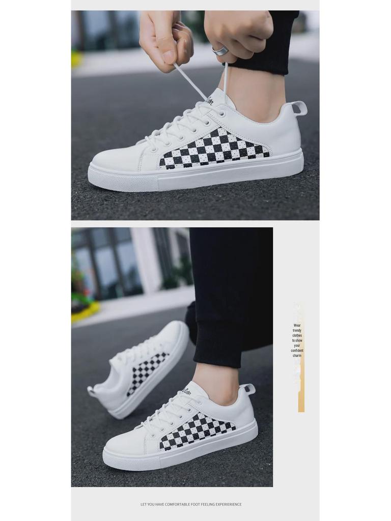 Летние мужские кроссовки Checkerboard 2024 года из искусственной кожи белого цвета, очень большие