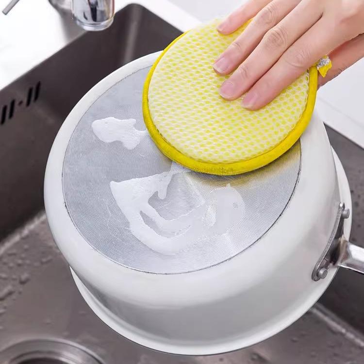 Dual-Sided Dish Sponge & Non-Stick Oil Removal Cloth: Kitchen Cleaning & Magic Wipe Combo