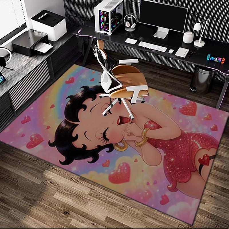 1pc Betty Boop Printed Chair Rug for Home Office Use, Living Room Kitchen Game Room Area Carpet