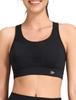 Yvette Sports Back Integrated Breathable Plus Size Black Women's Bra, No-Slip, Hook, Cup, Wireless, Mesh, Racerback, Fitness, Gym, Size, Running,