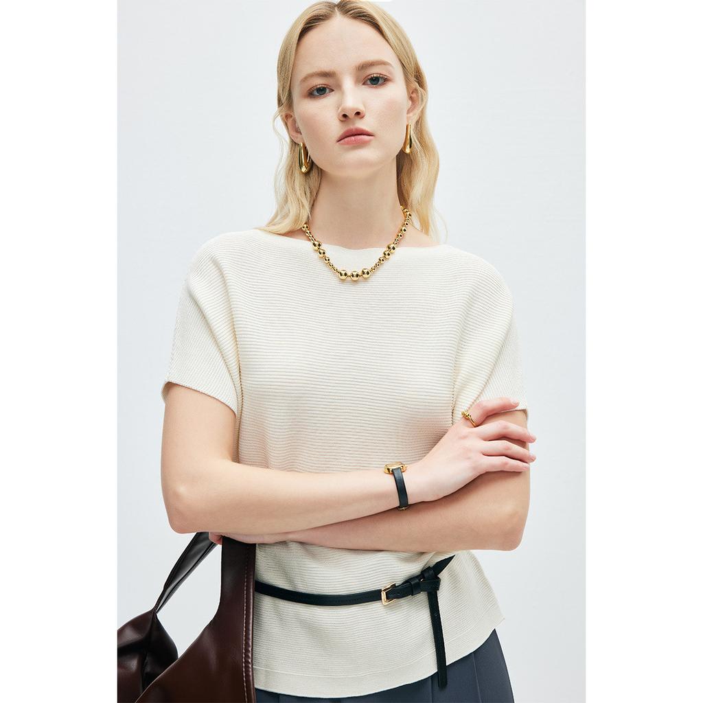 Casual and Lazy Style: 26 Year Spring/Summer One Piece Western Style Texture Fashion Versatile Mulberry Silk T-shirt for Women