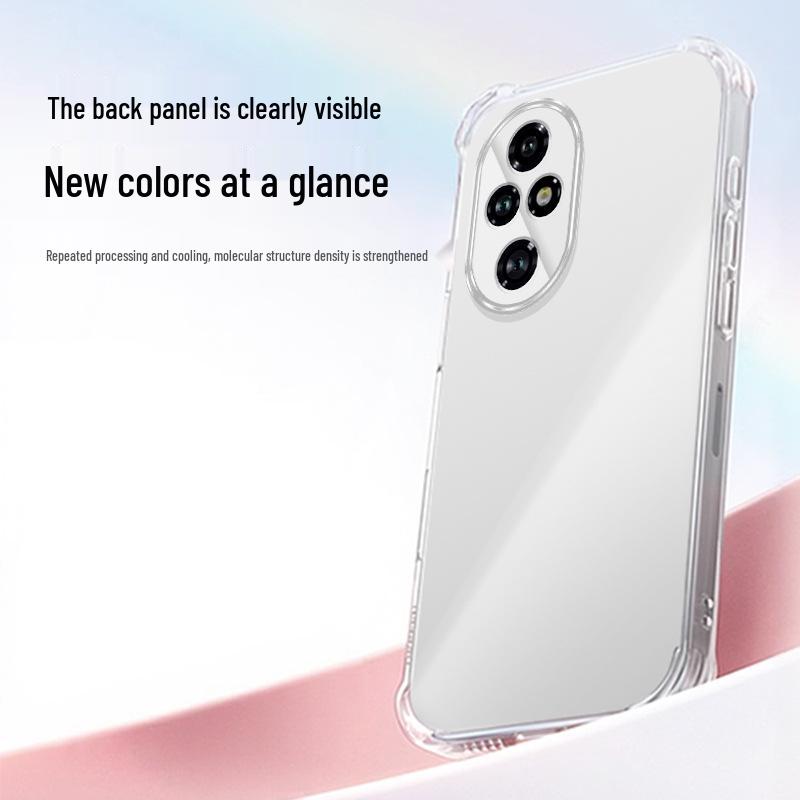 Прозрачный чехол-бампер с подушками безопасности для Honor 200/200pro, защита от падений, премиальный ТПУ, полное покрытие.