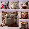 Creative Christmas Decorations For Cafes Coffee Third Pillow Case Silky Short Plush With Invisible Zipper Dustproof Sofa Cushion
