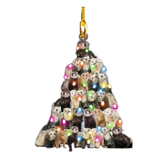 Рождественская елка подвесное украшение в форме дерева акриловое украшение 2D плоские животные сложенные подвески