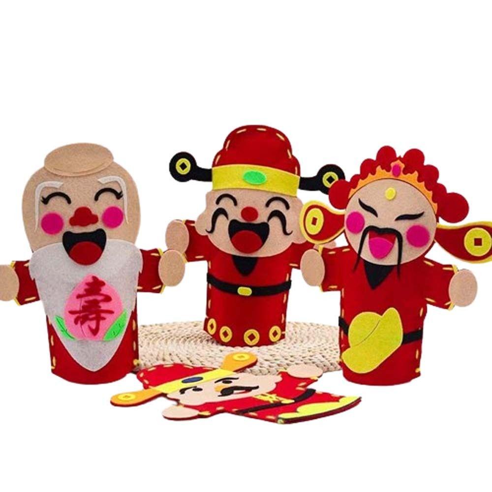 Cartoon New Year Hand Puppets The God of Wealth Festive Hand Puppets Birthday Gift