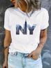 NYC Women'S Printed T-Shirt for Summer Casual Streetwear Soft And Comfortable Simple Design Showing Natural And Elegant Style