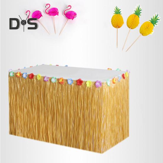 Юбка для стола, украшения для вечеринки в стиле Луау, принадлежности для тропической гавайской вечеринки, сувениры на цветочную летнюю пляжную тематику