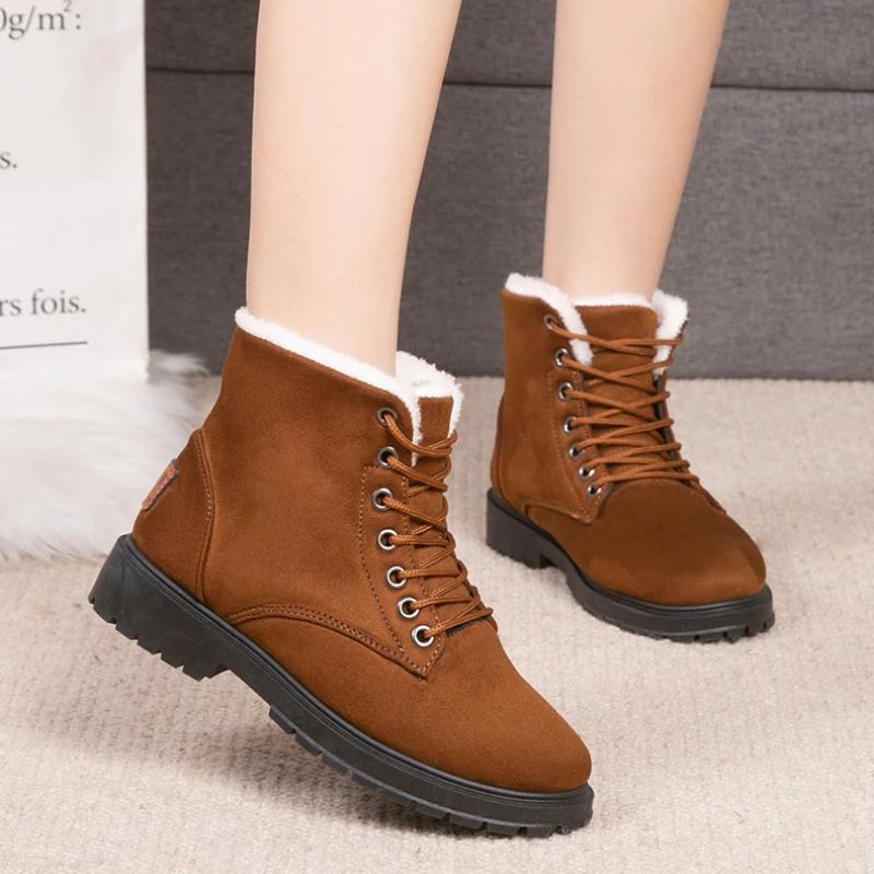Модные теплые женские ботинки 2024 Новая мода Зимние женские сноубутсы Горячая распродажа Износостойкие Нескользящие Хлопковые туфли для женщин Botas Mujer