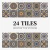 24PCS  Creative Kitchen Tile Stickers Waterproof Mandala Flowers Tile Paste Self-adhesive Wallpaper Bedroom Decoration Stickers
