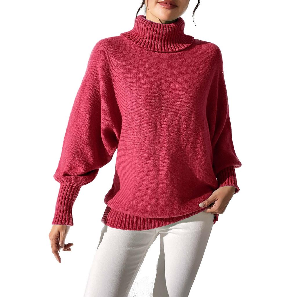 Women's Casual, Fashionable, Comfortable, Solid Color, Minimalist Top, High Collar, Turtleneck Sweatermin
