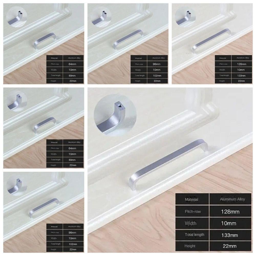 Серебряная мебельная ручка 64мм/96мм/128мм Дверные ручки Дверной шкаф Прямая ручка Шкаф