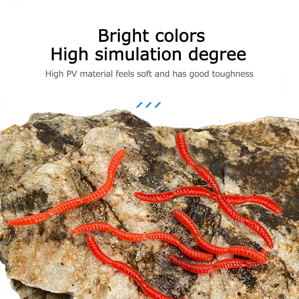 100 шт. Красные черви, мягкая приманка, похожая на наживку для ловли земляных червей, карпа, окуня, 5 см/1,97 дюйма, искусственная приманка для рыбалки, аксессуары для рыбалки