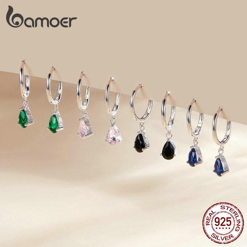 BAMOER 925 Sterling Silver Hypoallergenic Water Drop Ear Buckles for Women Delicate Jewelry