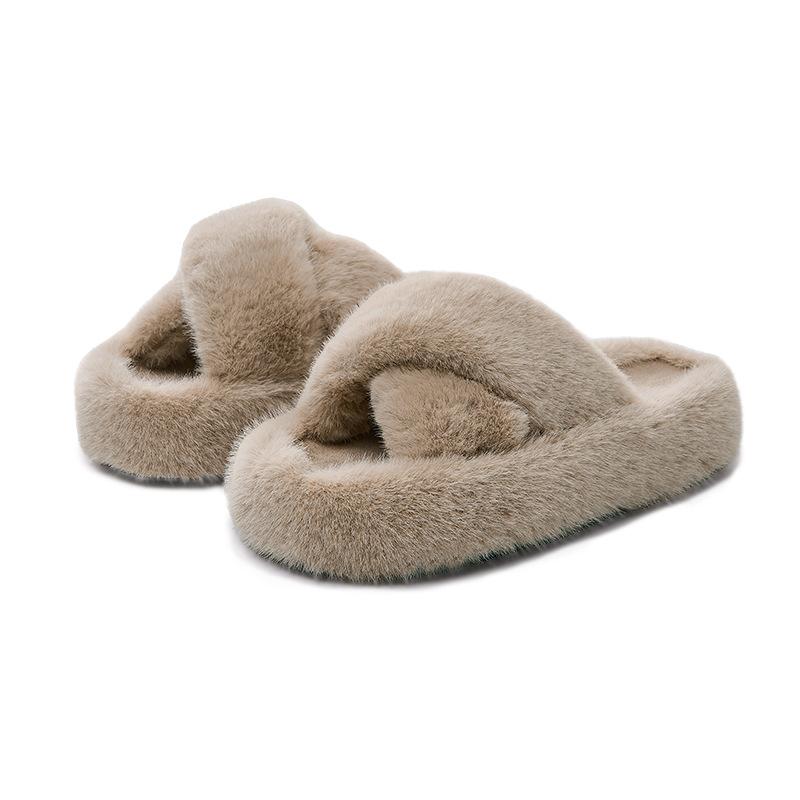 Хлопковые тапочки с нескользящей подошвой, увеличивающие рост, домашнее тепло, тапочки с открытой аркой, высокая мода, пушистые тапочки для улицы, женские