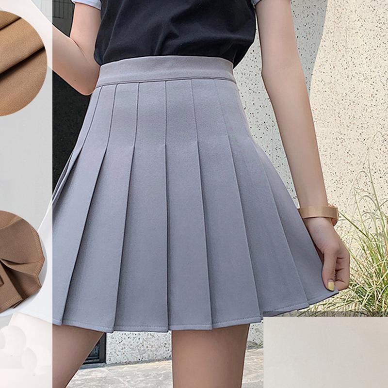 Осенне-зимняя женская плиссированная юбка, белая короткая юбка, тонкая клетчатая юбка трапециевидной формы в японскую клетку с высокой талией