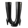 Women's High-heeled Boots Autumn and Winter New Style European and American Style Slim Heel Solid Color Plus Size Mid Length Boots