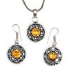 Citrine Set Jewelry Women Pendant  Earring Gemstone Earrings Gems Green