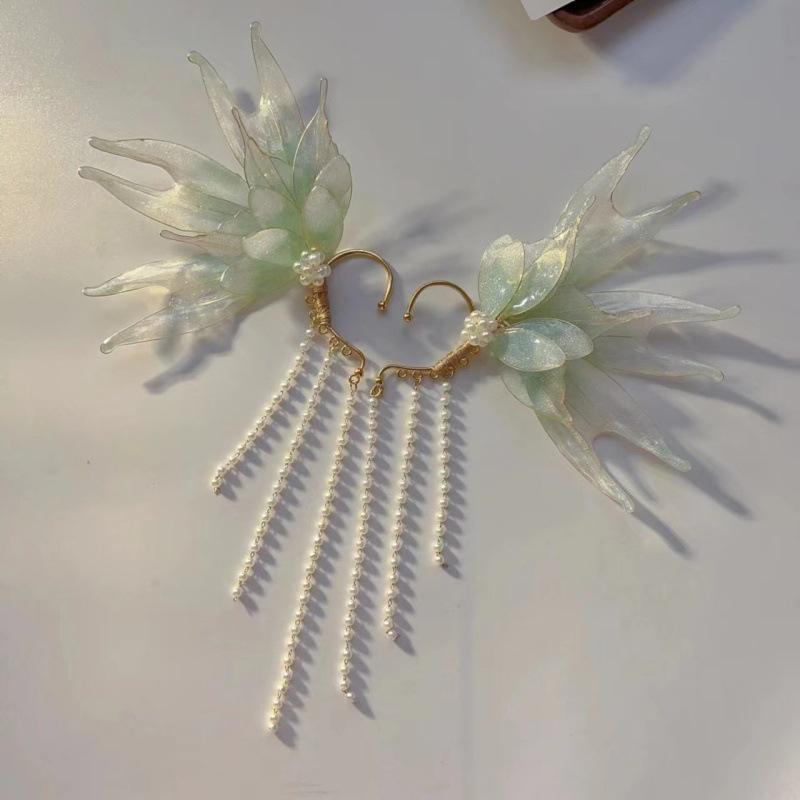 Elegant Pearl Tassel Elf Earrings - Niche Design with Sweet, Fairy-Inspired Charm