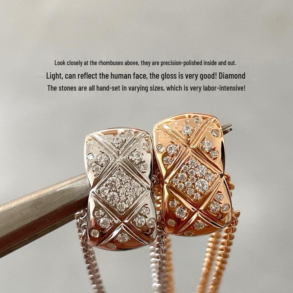 18k Gold Ice Moon & Bean Pendant Necklace Set with Diamond Pattern Choker