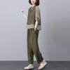 Women's Summer 2024 Ramie Casual Suit: Fashionable Cotton Linen Two-Piece Set for Middle-Aged, Plus-Size, Petite Mothers