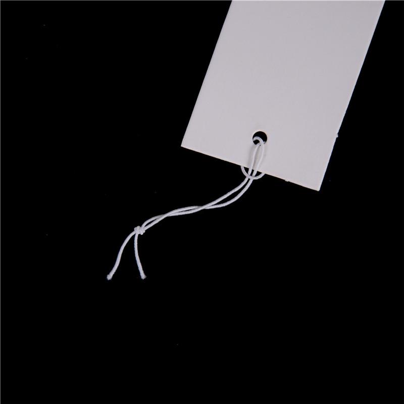 100Pcs White Paper Jewelry Clothes Label Price Tags With Elastic String 5*3Cm