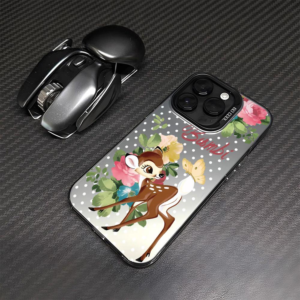 Cute Bambis Deer Phone Case for iPhone 17 Air 16 16e 15 14 Plus 13 12 11 Pro Max X Xs XR 8 Colorful Silver Hard Cover