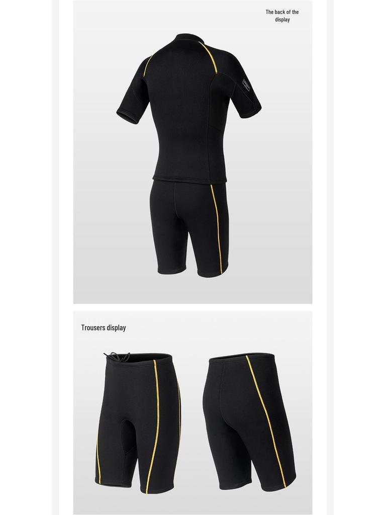 1.5MM Unisex Short-Sleeve Split Diving Suit with Snorkeling Surf Shorts and Cold-Proof Pants