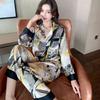 Spring and Autumn Pajamas Homewear Suit Female New Simulation Silk Ladies Ice Silk Pajamas Long-Sleeved Temperament Homewear
