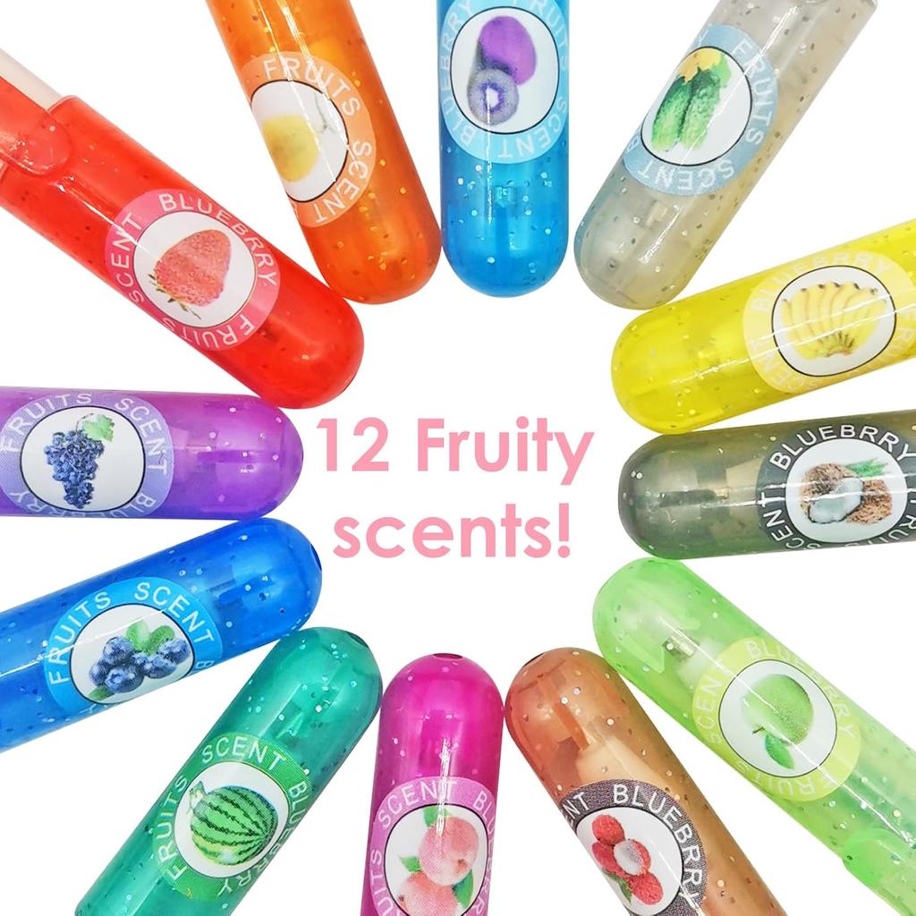 36 PCS Scented Glitter Color Gel Pen Smooth Writing Stationery Kit Cute Smell Good Fruit Flavors Coloring for Girls Kids Art Crafts School Stocking