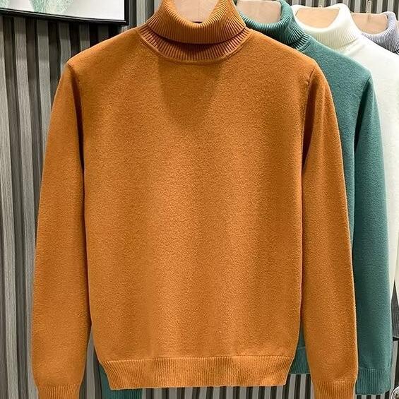 Мужской модный брендовый свитер с высоким воротом — свободный, теплый, толстый, на осень/зиму