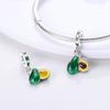 925 Silver Color Four-Leaf Clover Avocado Cactus Green Series Charms Beads Fit 3mm 925  Bracelet Fine DIY Jewelry