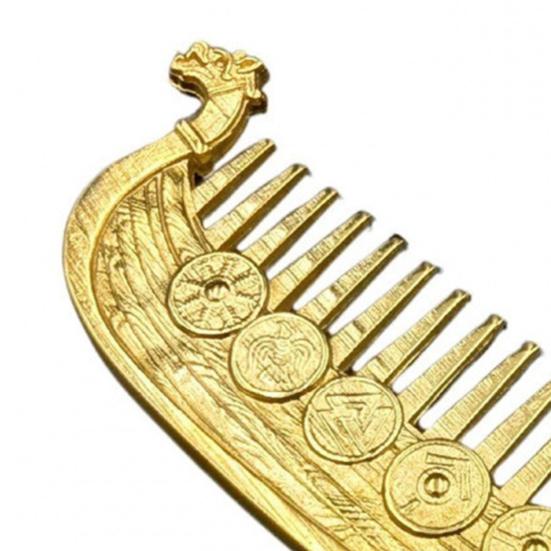 Vintage Viking Beard Comb Heavy Duty Metal Carved Portable Travel Pocket Men Beards Mustaches Hair Wide Teeth Comb