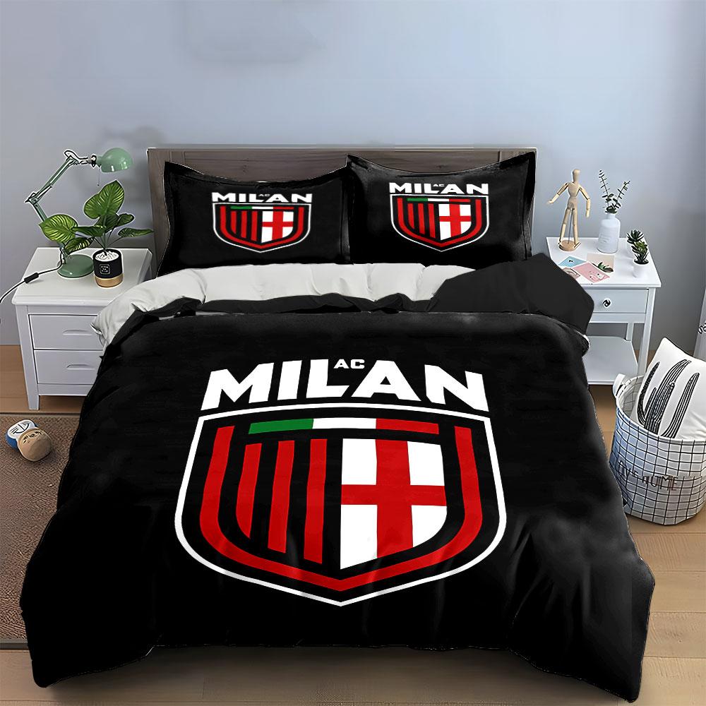 "AC Milan Logo Bedding Set" Bedding Duvet Cover Set Duvet Cover Pillowcases (1 * Duvet Cover 2 * Pillowcases, without duvet insert)