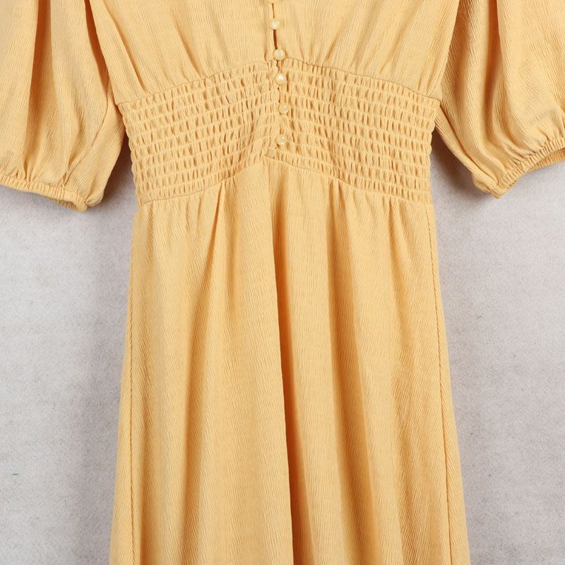 Sunshine House Summer New Arrival Export European and American Women's Clothing V Neck Short-Sleeved Women's Clothing Dress A- Line Umbrella Skirt