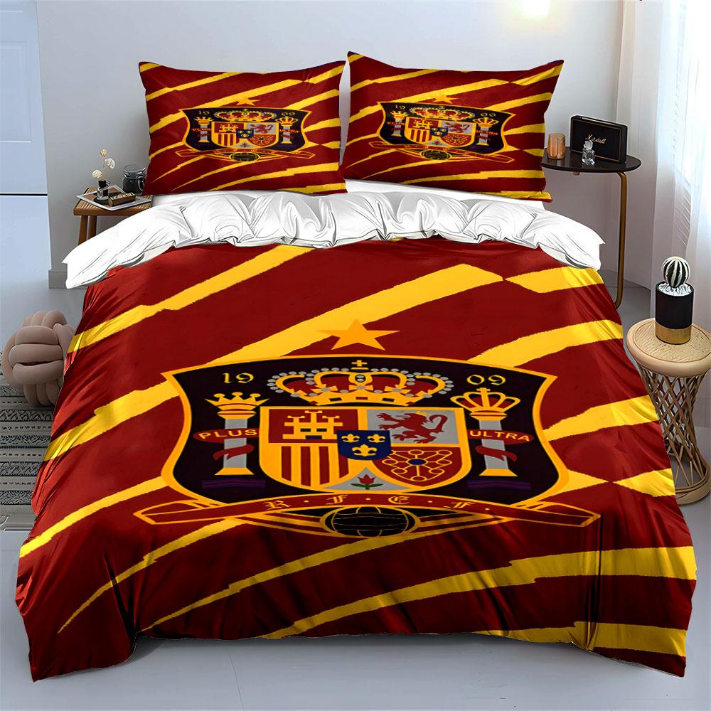 Yellow stripes, Spain emblem. Bedding sets Duvet cover sets Duvet covers Pillowcases(1 * Duvet Cover 2 * Pillowcases without duvet insert)