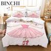 Мультяшный балетный набор розового постельного белья Танцующая девушка Принцесса Пододеяльник Полуторный размер Для детей Девочек Подарки на день рождения Декор для спальни