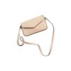 GUCCI double G logo adjustable shoulder strap magnetic buckle opening and closing leather messenger bag women's light beige